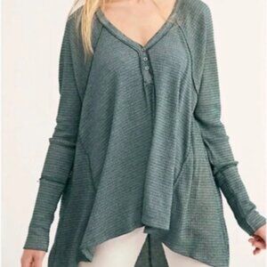 Free People We The Free Citrine Thermal Henley Swing Top Sz Small